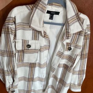 Plaid button front shacket